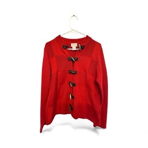 Vintage 90’s Crystal Kobe Red Toggle Cardigan Size Medium